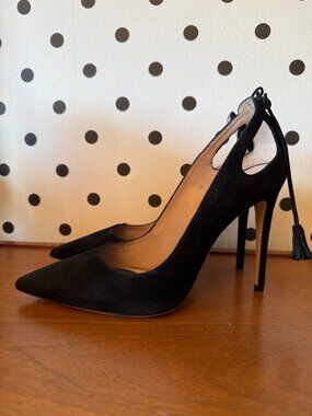 Deimille Women’s Black Leather Heels Italian Designer Pumps 39